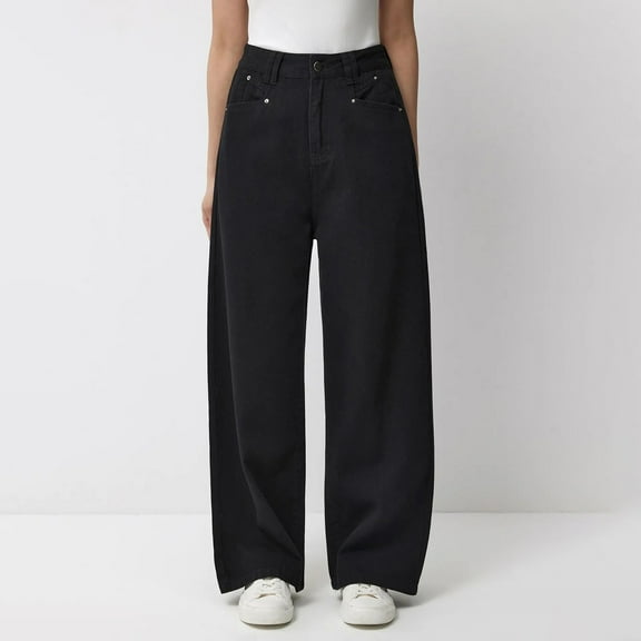 Simua Wide Leg Jeans for Women High Waisted Stretch Buttom Up Denim Casual Baggy Pants with Pockets