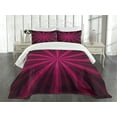 thumbnail image 3 of Ambesonne Hot Pink Quilted Bedspread Set 3 Pcs, Starburst Futuristic, Queen Size, Pink Fuchsia Purple, 3 of 5