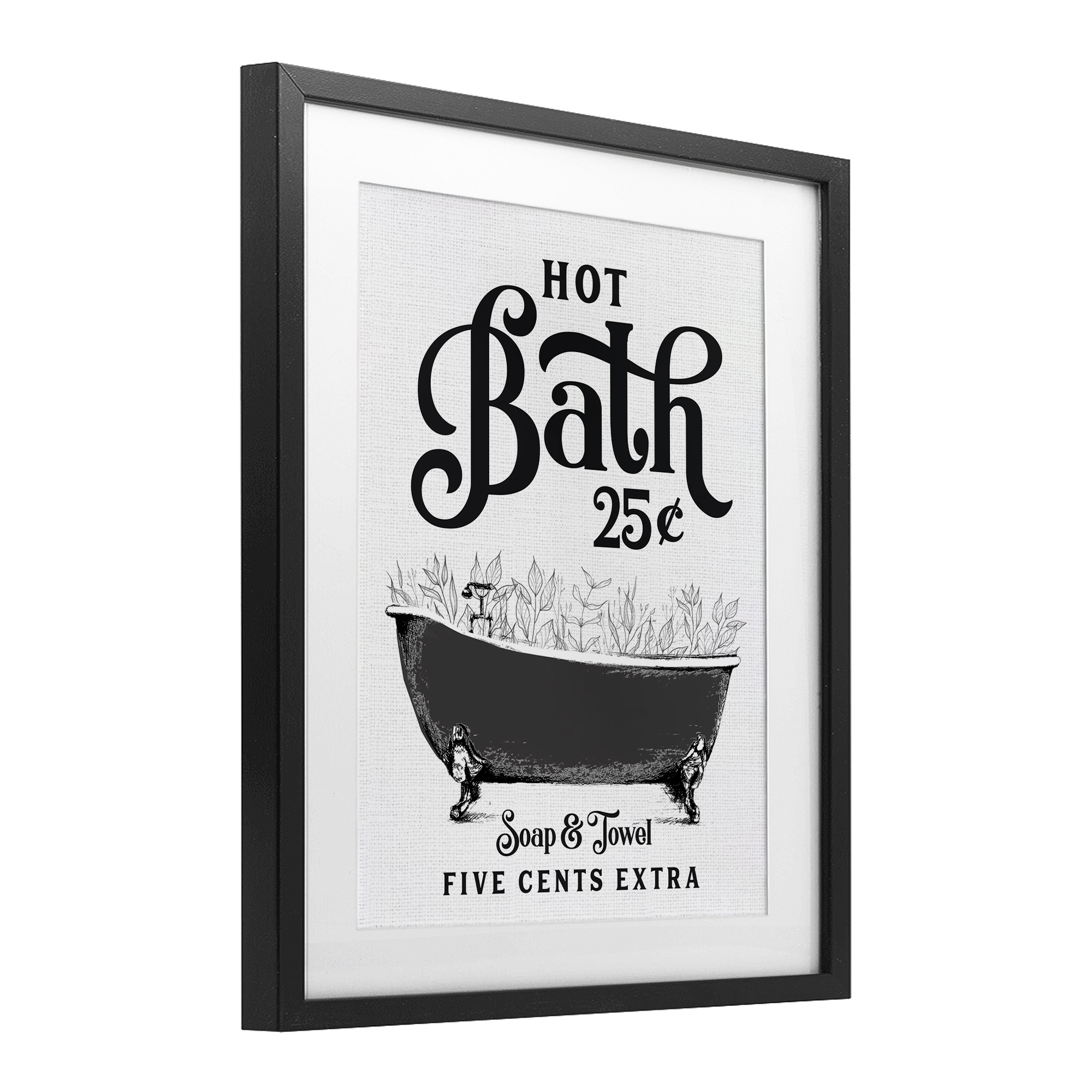 Hot Bath with Bubbles Black Framed Print Under Glass, design by Lettered and Lined