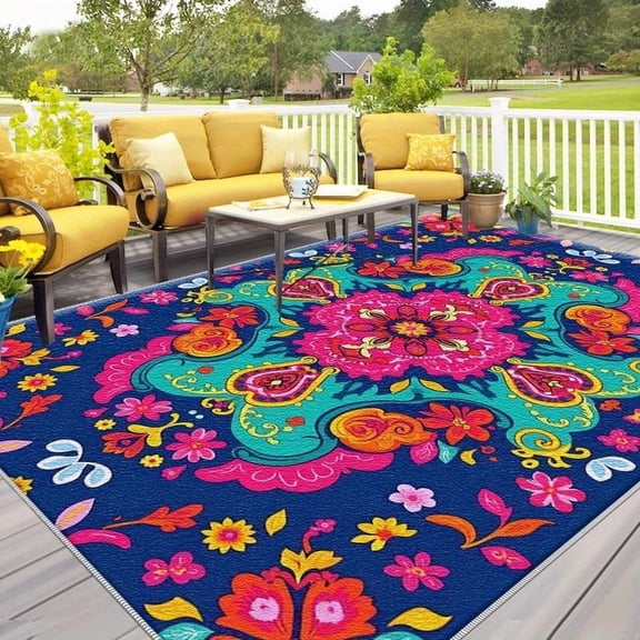 1PC Bohemian Style Area Rug Local Carpet, Lightweight Washable Easy-to-Tidy Carpet Mat Festival Gift, Suitable for Living Room, Bedroom, Dining Room, Office, Balcony, Room Accessories