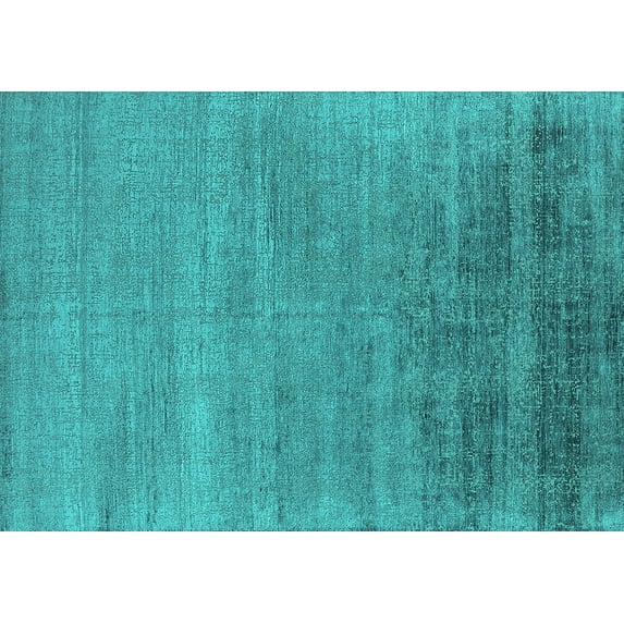 Ahgly Company Machine Washable Indoor Rectangle Oriental Turquoise Blue Industrial Area Rugs, 5' x 8'