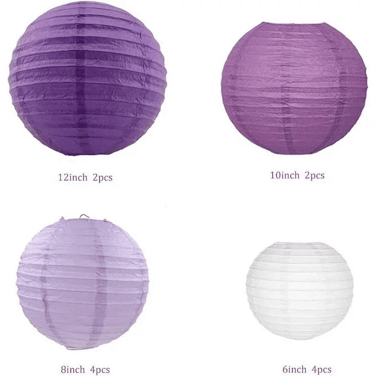 3-Pack Deep Purple Paper Lanterns 12 Inch - Round Chinese Lanterns For Party Wedding Home Decor