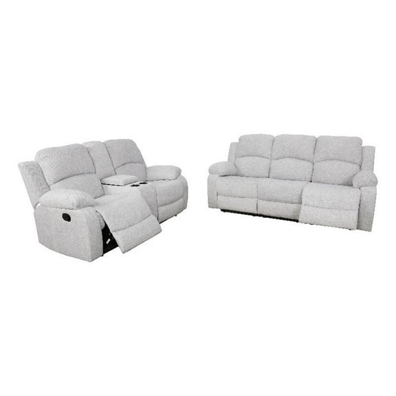 Pemberly Row 2-Piece Modern Microfiber Recliner Sofa Set in White