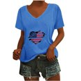 thumbnail image 1 of Camisetas Casuales de las Mujeres Gradiente Día de la Independencia Impreso Cuello Redondo, Blusa de Manga Corta para Diario, Fiesta Y Primavera Verano, 1 of 3