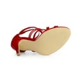 thumbnail image 4 of BLISSFUL STEP Women's Shoes Strappy Lace Up Open Toe Stiletto High Heel Dress Sandals  Red 5, 4 of 8