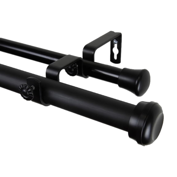 Rosen Double Curtain Rod 120-170 inch - Black