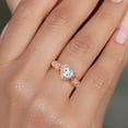thumbnail image 4 of Gem Stone King 18K Rose Gold Plated Silver Sky Blue Aquamarine and White Moissanite Halo Ring for Women | 0.91 Cttw | Heart Shape 6MM | Gemstone March Birthstone | Size 8, 4 of 6