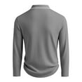 thumbnail image 5 of Men's Lapel Button Down Polo Shirts Long Sleeve Ribbed Knit T-Shirts Fashion Casual Golf Shirts, 5 of 6