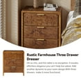 thumbnail image 4 of Farmhouse Nightstand with 3 Drawer, Distressed Wood COZAYH Rustic Accent Dresser, Burl Finish Bedside Table for Bedroom, Entryway, Fully Assembled, Brown, 4 of 9