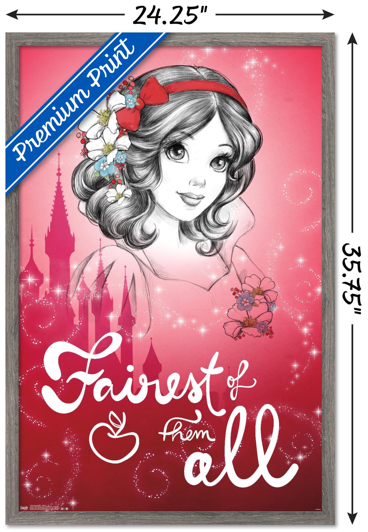 Disney Snow White and the Seven Dwarfs - Fairest of them All Wall Poster, 22.375" x 34", Framed