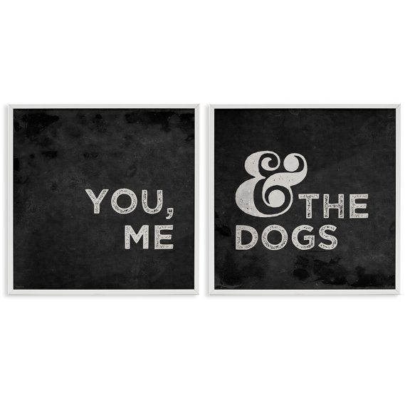 Stupell Industries You Me and the Dogs Family Pet Animals & Insects Painting White Framed Art Print Wall Art, 12 x 12, Set of 2