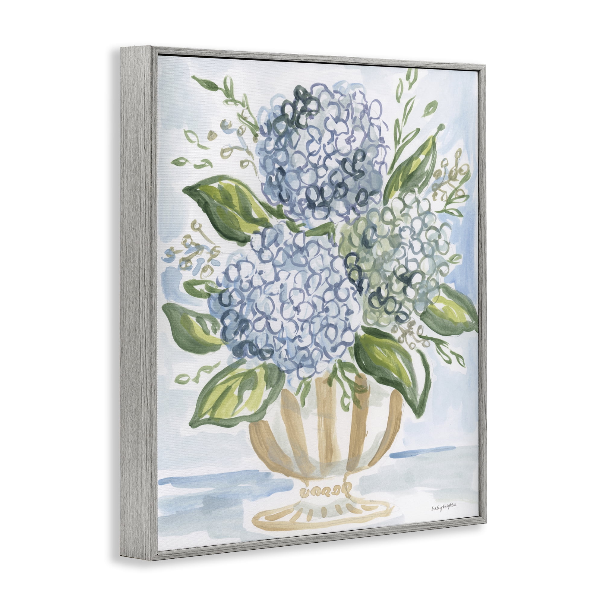 Stupell Industries Serena Pastel Hydrangea Bouquet Gray Framed Giclee Art, design by Haley Knighten