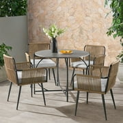 Alburgh All-Weather Outdoor Bistro Set with Four Rope Chairs and 30" H Bistro Table