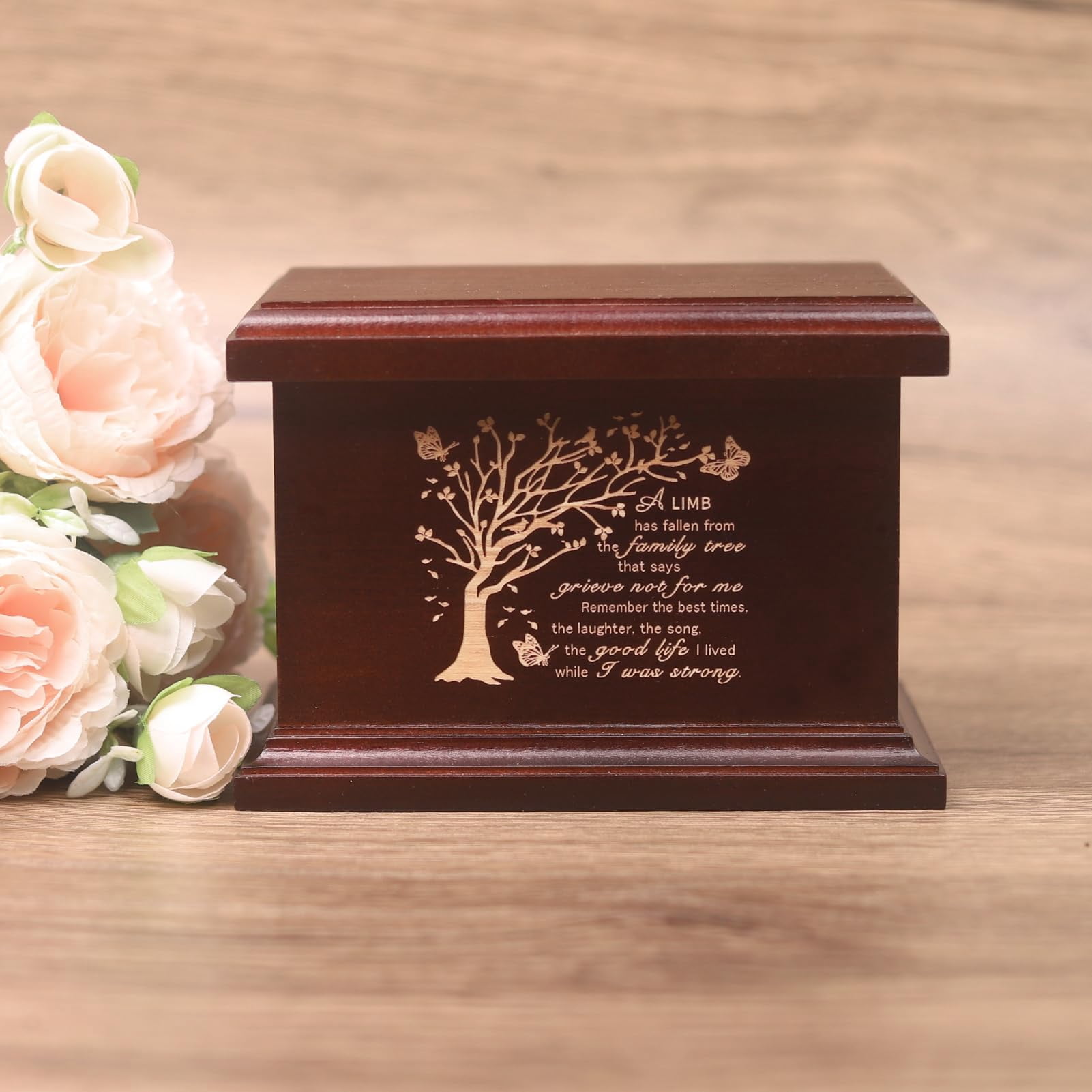 6 Inches Small Wood Urns for Ashes, Funeral Memorial Urns, Small Urns Keepsake Wooden Urns Box and Casket, Keepsakes Urns for Human/Pet Ashes-Tree