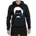thumbnail image 2 of Wild Bobby, White Parks and Rec Fans Ron Swanson Mustache Face Silhouette, Pop Culture, Unisex Graphic Hoodie Sweatshirt, Black, Small, 2 of 4
