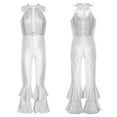 thumbnail image 3 of iiniim Girls Sequins Full Body Tank Unitard Catsuit Zipper Hippie Disco Dance Gymnastics Jumpsuit Playsuit Dancewear Size 6-14 Silver 8, 3 of 6