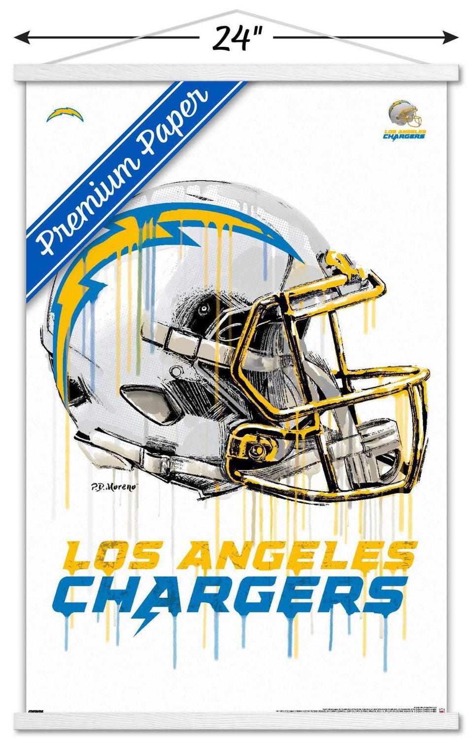 NFL Los Angeles Chargers - Drip Helmet 20 Wall Poster, 14.725" x 22.375" Framed