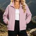 thumbnail image 2 of Women's Windbreaker Jackets without Hood Full Zip Stand Lapel Collar Windproof Waterproof Nylon Fall Coat (XL, Pink), 2 of 8