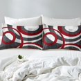 thumbnail image 3 of Erosebridal Geometric Circle Line Fitted Sheet Set Queen, Gray Red Abstract Aesthetic Bedding Queen Size 3 Pieces (No Top Sheet), 3 of 6