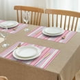 thumbnail image 3 of Pink and Green Striped Pattern Summer Placemats Table Placemats Set Of 4-Linen Kitchen Washable Placemats Table Mats 11.8"x17.7" Non-Slip Heat Resistant, 3 of 6