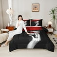 thumbnail image 4 of Homewish Boys Girls Romantic Lover Couple Full Size Comforter Sets 3-Piece,Valentine's Day Bedding Comforter Set,Black Red Lightweight Bedding Sets,Super Cozy Room Decor,Reversible, 4 of 8