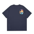 thumbnail image 4 of NAMTYQX Funny Shirts for Men Light Crew Neck Short Sleeved Breathable Hawaiian Plus Size Baggy Graphic Cool Casual Mens Shirts Summer Navy Size L, 4 of 5
