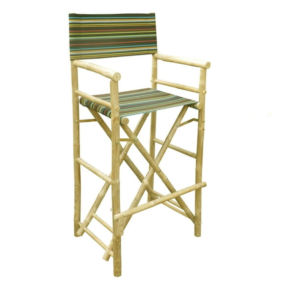 Statra Bamboo Indoor Outdoor Canvas Directors Chair Barstool - Set of 2