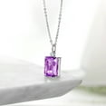 thumbnail image 4 of Gem Stone King 925 Sterling Silver Purple Amethyst and White Created Sapphire Pendant Necklace for Women (7.33 Cttw,  Octagon Checkerboard 14X10MM, Gemstone Birthstone, With 18 inch Chain), 4 of 4