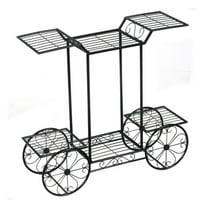 6-Tier Garden Cart Flower Rack, Parisian Plant Stand Display Shelf, Metal Pot Holder for Indoor & Outdoor, Vertical Plant Shelves for Flowers & Decor