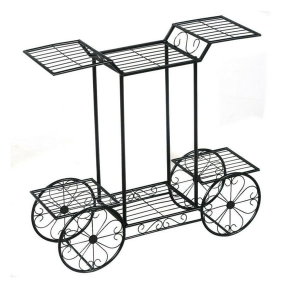 6-Tier Garden Cart Flower Rack, Parisian Plant Stand Display Shelf, Metal Pot Holder for Indoor & Outdoor, Vertical Plant Shelves for Flowers & Decor