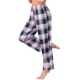 thumbnail image 4 of INSPIRE CHIC Women's Pajama Pants Checked Elastic Waistband Soft Casual Long Straight Pants Loungewear L Pink Plaid, 4 of 6