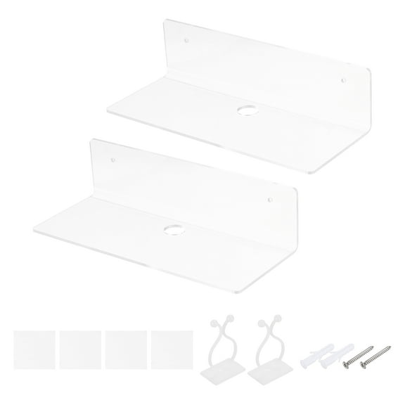 2 Pack Acrylic Shelves for Wall, 9 Inch Clear Floating Shelves Wall Mount