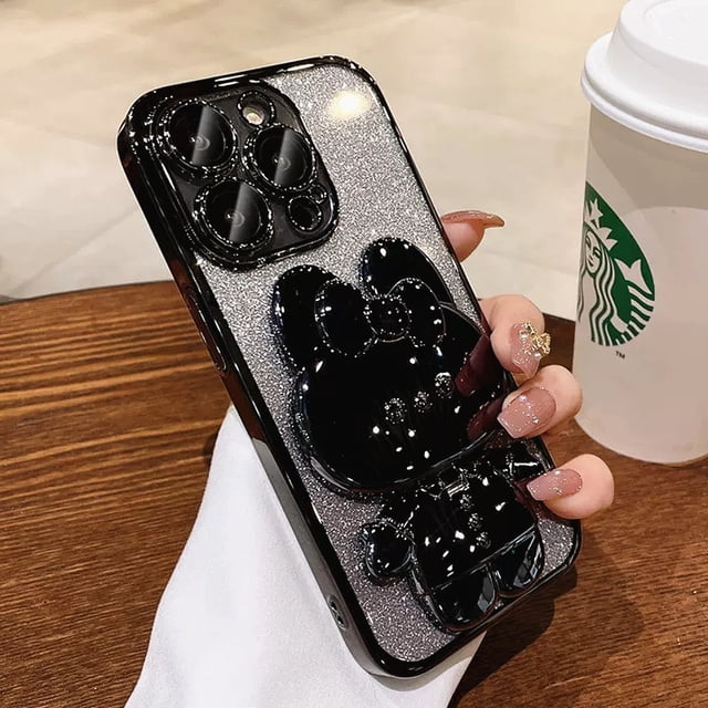 Folding Rabbit Mirror Bracket Case For Xiaomi Redmi Note 11 12 Pro Plus Turbo 12S 11S 10S 9S 10 9 Mi POCO X5 X3 NFC M4 Pro Cover