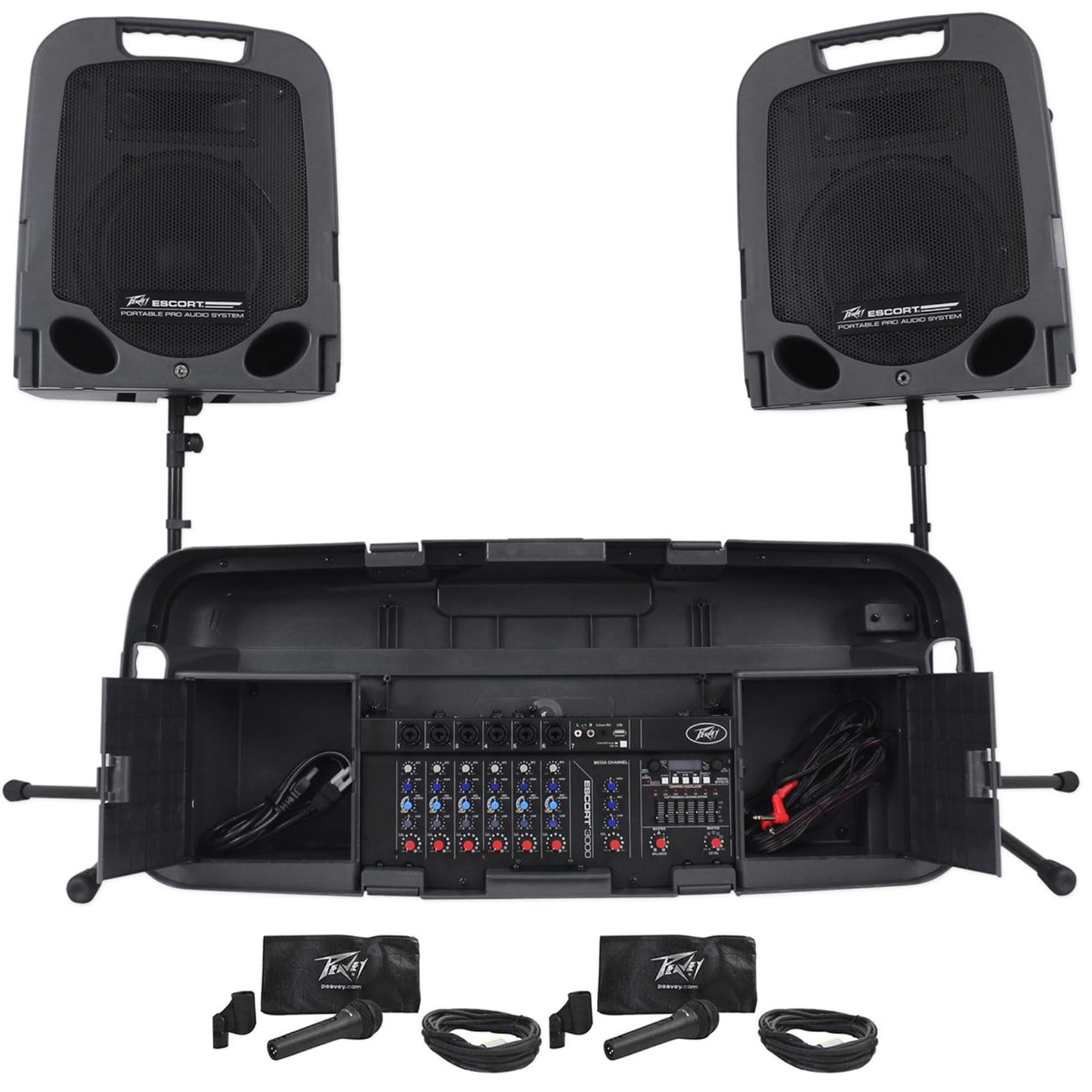 Peavey ESCORT 3000 300w Portable PA Powered Speaker System w/Mixer