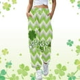 thumbnail image 1 of MKLEKYY Jeans Femme Décontractés Mode Pantalons de Survêtement Jour de la Saint-Patrick Imprimé Pantalon à Cordon Décontracté Pantalons de Randonnée Femme, 1 of 3
