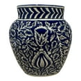 thumbnail image 3 of PotteryDen Traditional Blue & White Vase - Height 20 cm | Length 16 cm | Hand Painted | Hand Textured | Set of 1 | Ceramic | Ideal for flower decorations, 3 of 4