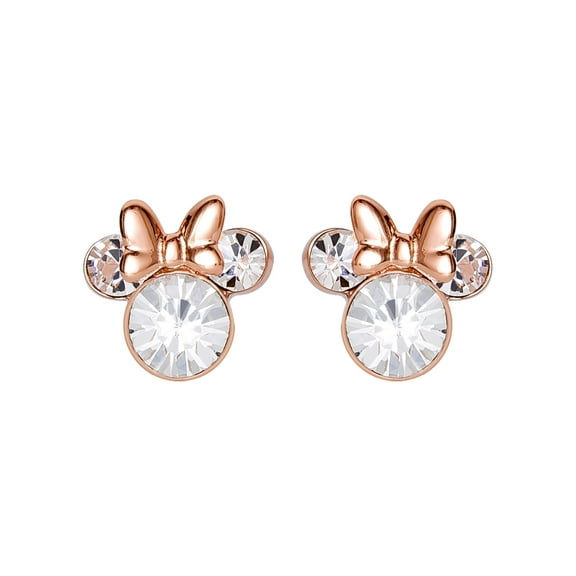 Disney Girl's/Tween Sterling Silver 14KT Gold Plated Minnie Mouse Earrings