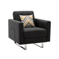 thumbnail image 4 of Caden Loveseat and Chair Set with Side Pockets and 3 Pillows, Gray Fabric, 4 of 5