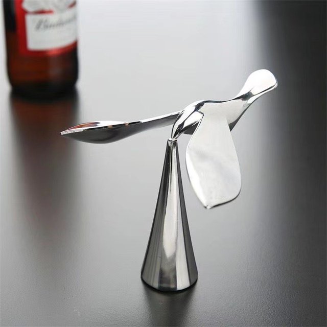 ShiYe toys store Abridor de botellas, accesorio de barra escultural, abridor de sidra, cerveza y refrescos con forma de pájaro volador de lujo, cromado