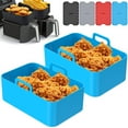 thumbnail image 1 of 2 Pcs Casserole en Silicone pour Friteuse à Air Chaud avec Poignée, Doublure Réutilisable en Silicone pour Friteuse à Air, Panier Rectangulaire Résistant à la Chaleur pour Friteuse à Air et 4 Tapis en Silicone, 1 of 9