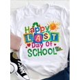 thumbnail image 1 of Women's Casual "Happy Last Day of " Graphic T-Shirt - Short Sleeve, Crew Neck, Spring/Summer Fashion Top with Playful Colorful Design, Machine Washable, Casual Wear | Vibrant Design Shirt | Seasonal, 1 of 6