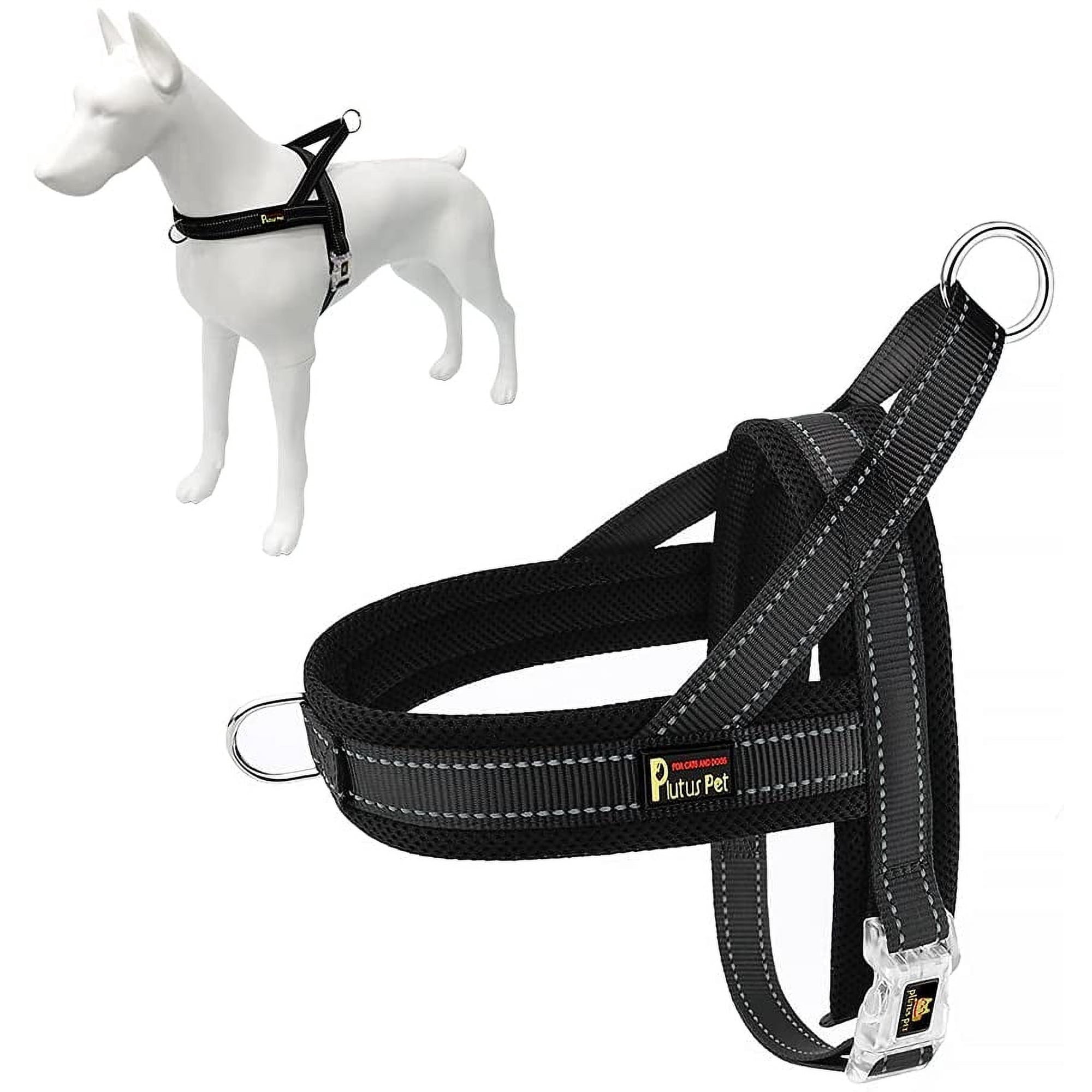 Plutus Pet No Pull Dog Harness with Breathable Mesh Padded, Adjustable Reflective Escape Proof Dog Harness, Quick Fit Dog Vest Harness for Small Medium Large Dogs(XS, Black)