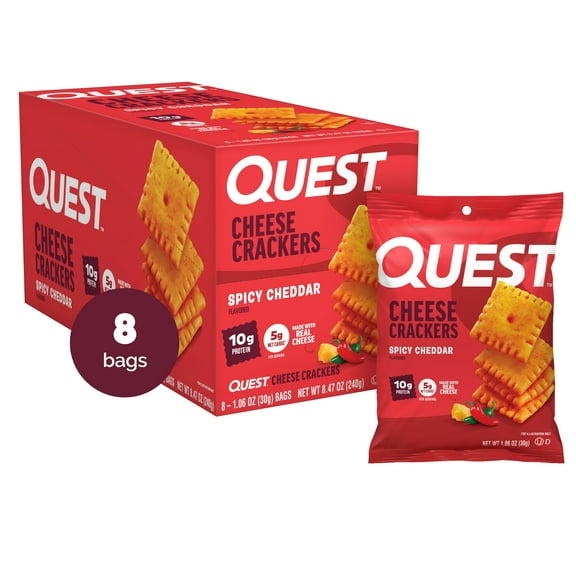 Quest Cheese Crackers, Spicy Cheddar, 10g Protein, 1.06 oz, 8 Count