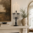 thumbnail image 3 of DecMode 5 Holder Black Metal Scroll Antique Style Taper Candelabra, 3 of 11