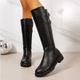 thumbnail image 2 of hopeusnice Side Zipper Low Heel Knee High Boot Round Toe Sole Riding Style Winter Boot Black 36, 2 of 9
