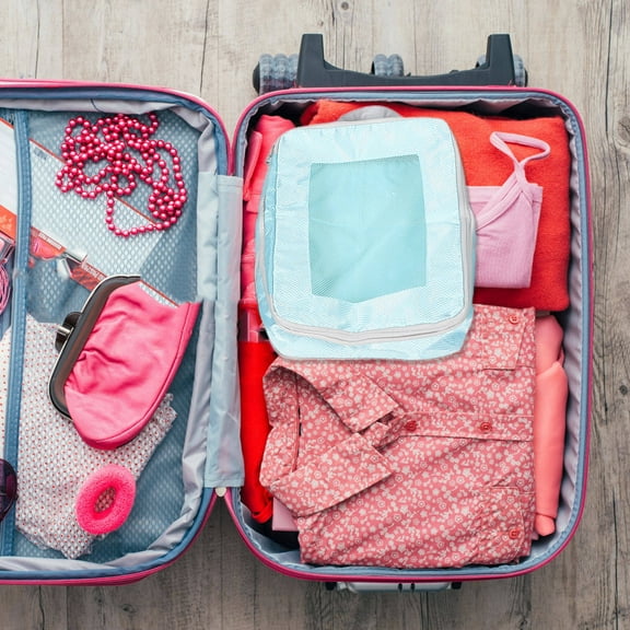 FRCOLOR 5pcs Compression Packing Cubes For Travel Multi-Functional Luggage Organizer Bags Packing Travel Accessories For Clothes Shoes Toiletries