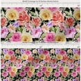thumbnail image 2 of Soimoi Black Cotton Voile Fabric Leaves,Pink & Peach Rose Watercolor Print Fabric by The Yard 56 Inch Wide, 2 of 7
