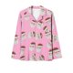 thumbnail image 4 of Puntoco Pijamas para mujer, moda informal para mujer, conjunto de pijama con solapa de manga larga y estampado navideño, conjunto de pijama informal con pantalón superior, 4 of 5