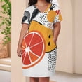 thumbnail image 4 of Tropical Fruits with Exotic Flavors Summer Sundress for Curve Women Casual Pattern Plus Size V Neck Short Sleeve Loose Fit Oversize Dresses, 4 of 6
