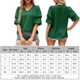 thumbnail image 2 of Blusa De Manga Corta Camiseta casual de manga abullonada doble Color sólido Cuello en V Verano para mujer (Verde oscuro XL Ygjytge para Mujer Verde oscuro T L, 2 of 7